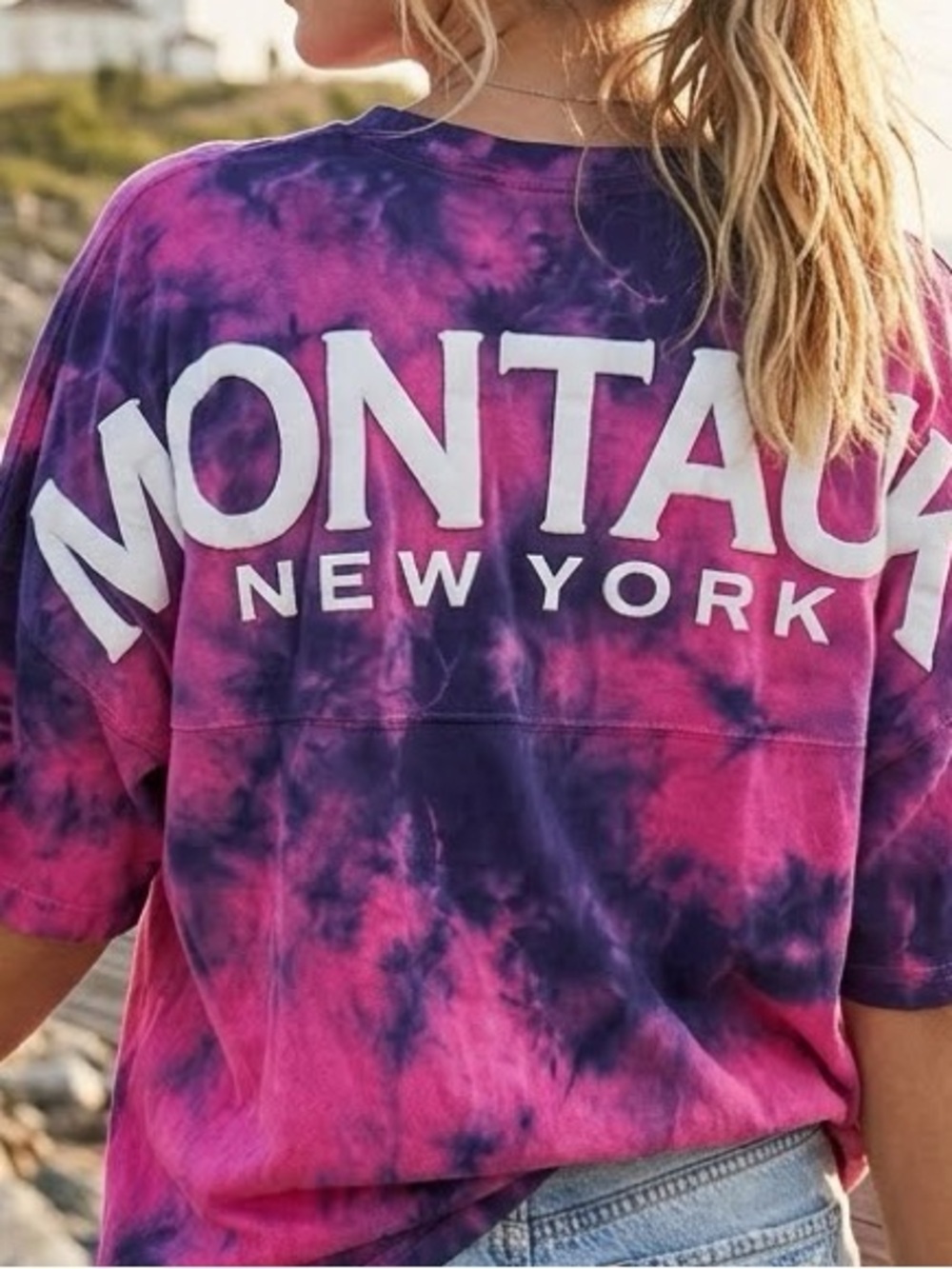 Montauk New York Tie-Dye  in Pink & Purple! long sleeve! Quality! XS